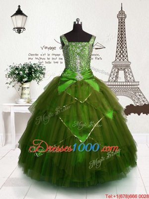 Sleeveless Lace Up Floor Length Beading and Belt Juniors Party Dress