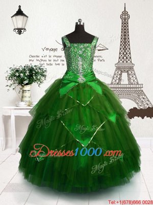 Hot Sale Straps Sleeveless Tulle Party Dress Beading and Sashes|ribbons Lace Up