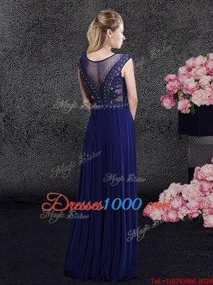 Beautiful Scoop Cap Sleeves Chiffon Beading and Appliques Side Zipper