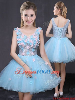 Sleeveless Lace and Appliques Lace Up Prom Gown