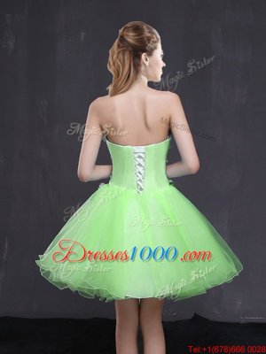Mini Length Prom Evening Gown Organza Sleeveless Appliques