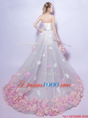 Chic Grey Lace Up Sweetheart Appliques Homecoming Dress Tulle Sleeveless