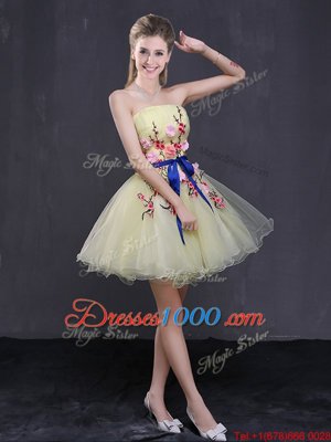 Sleeveless Lace Up Mini Length Appliques and Belt