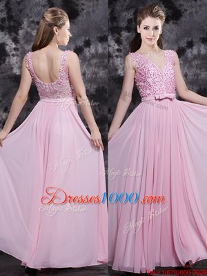 Classical Sleeveless Side Zipper Prom Party Dress Baby Pink Chiffon