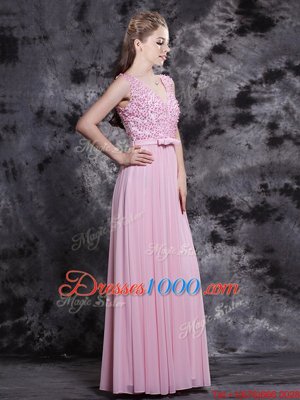 Classical Sleeveless Side Zipper Prom Party Dress Baby Pink Chiffon