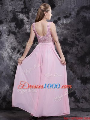 Classical Sleeveless Side Zipper Prom Party Dress Baby Pink Chiffon