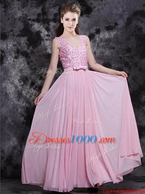 Classical Sleeveless Side Zipper Prom Party Dress Baby Pink Chiffon