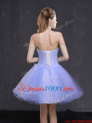 Discount Appliques Prom Party Dress Lavender Lace Up Sleeveless Mini Length