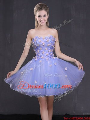 Discount Appliques Prom Party Dress Lavender Lace Up Sleeveless Mini Length