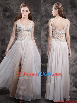 Straps Straps Champagne Sleeveless Appliques Floor Length Prom Gown