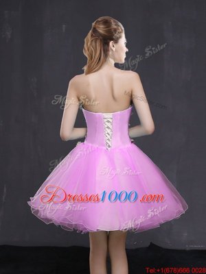 Mini Length Lilac Homecoming Dresses Organza Sleeveless Appliques