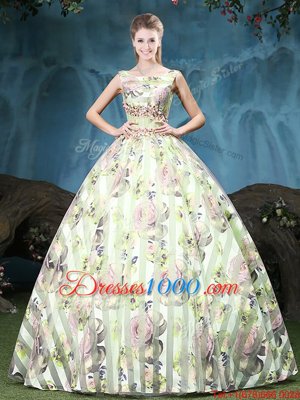 Popular Straps Straps Multi-color Sleeveless Appliques and Pattern Floor Length Sweet 16 Dresses