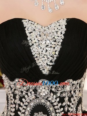 Best Selling Floor Length Lace Up Sweet 16 Quinceanera Dress Black and In for Military Ball and Sweet 16 and Quinceanera with Beading and Appliques