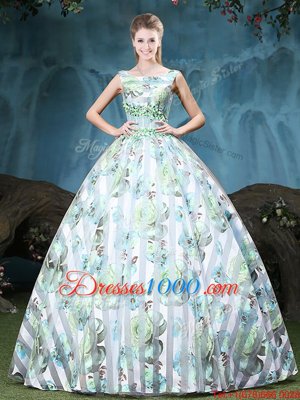 Straps Straps Multi-color Ball Gowns Appliques and Pattern Sweet 16 Quinceanera Dress Lace Up Tulle Sleeveless Floor Length
