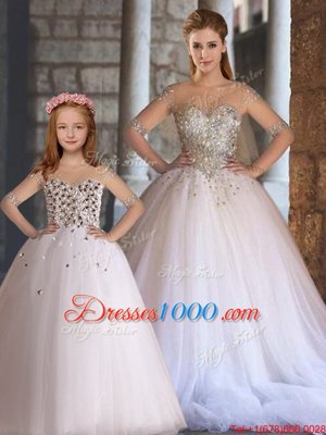 White Ball Gowns Sweetheart Sleeveless Tulle Floor Length Lace Up Appliques Sweet 16 Dress