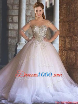 White Ball Gowns Sweetheart Sleeveless Tulle Floor Length Lace Up Appliques Sweet 16 Dress