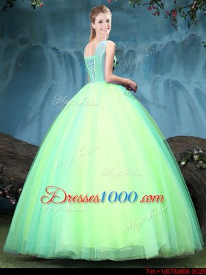 Multi-color Tulle Lace Up 15 Quinceanera Dress Sleeveless Floor Length Appliques