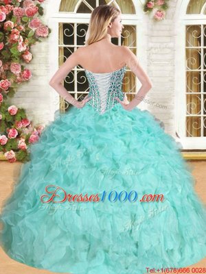 Fabulous Sleeveless Lace Up Floor Length Beading and Ruffles Sweet 16 Dress