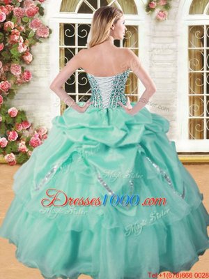 Custom Fit Sleeveless Beading and Pick Ups Lace Up Quinceanera Dresses