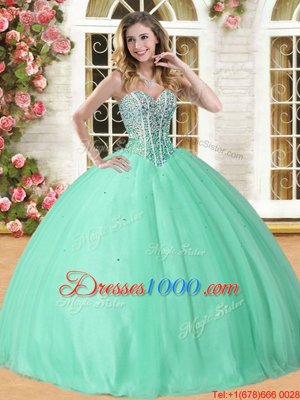 Sleeveless Beading Lace Up 15th Birthday Dress