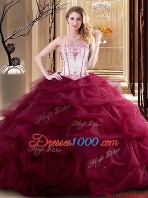 Sleeveless Lace Up Floor Length Embroidery and Ruffled Layers Quince Ball Gowns