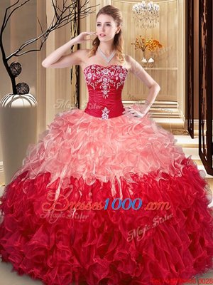 Stunning Sweetheart Sleeveless Lace Up Quinceanera Dress Multi-color Organza