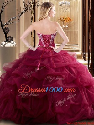 Exquisite Sweetheart Sleeveless Sweet 16 Quinceanera Dress Floor Length Embroidery and Ruffles Royal Blue Tulle