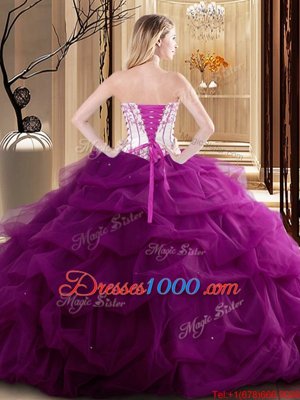 Tulle Sleeveless Floor Length Ball Gown Prom Dress and Embroidery and Ruffled Layers