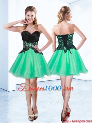 Unique Turquoise Cocktail Dresses Prom and Party and For with Appliques Sweetheart Sleeveless Lace Up
