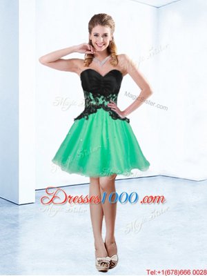 Unique Turquoise Cocktail Dresses Prom and Party and For with Appliques Sweetheart Sleeveless Lace Up