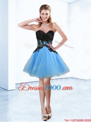 Blue And Black Sweetheart Lace Up Appliques Cocktail Dress Sleeveless