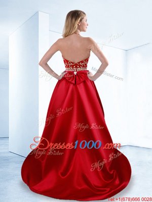 Red Zipper Halter Top Beading Cocktail Dresses Satin Sleeveless