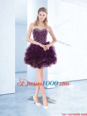 Sleeveless Beading and Ruffles Lace Up Glitz Pageant Dress