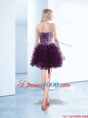 Sleeveless Beading and Ruffles Lace Up Glitz Pageant Dress