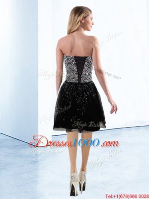 Fabulous Black Club Wear Prom and Party and For with Sequins Sweetheart Sleeveless Lace Up