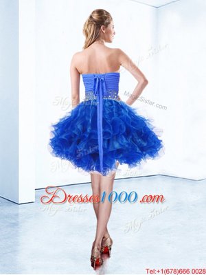 Knee Length Royal Blue Club Wear Sweetheart Sleeveless Lace Up