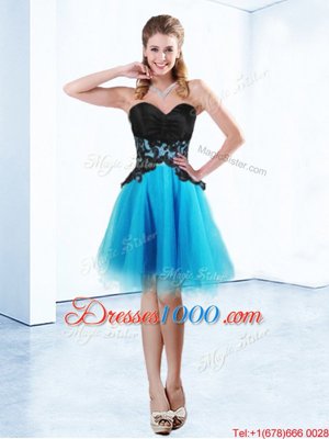 Dazzling Organza Sweetheart Sleeveless Lace Up Appliques Cocktail Dresses in Baby Blue