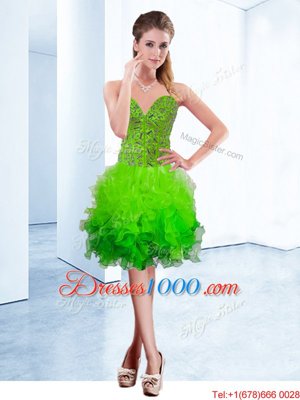 Fitting Organza Lace Up Pageant Dress for Womens Sleeveless Knee Length Ruffles