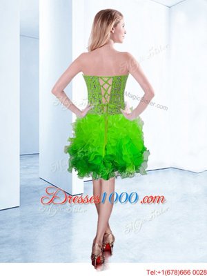 Fitting Organza Lace Up Pageant Dress for Womens Sleeveless Knee Length Ruffles