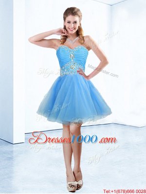 Spectacular Sweetheart Sleeveless Lace Up Pageant Dress for Womens Blue Organza