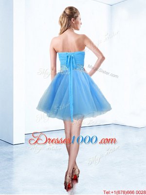 Spectacular Sweetheart Sleeveless Lace Up Pageant Dress for Womens Blue Organza