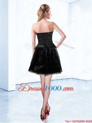 Sweetheart Sleeveless Pageant Dress Toddler Mini Length Beading and Lace Black Organza