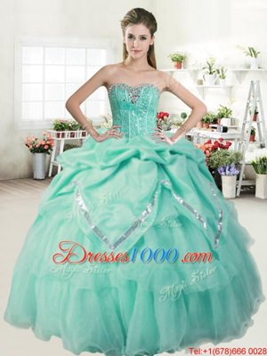 Charming Pick Ups Apple Green Quinceanera Dresses Sweetheart Sleeveless Lace Up