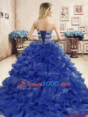 Elegant Organza Sleeveless Floor Length Sweet 16 Quinceanera Dress and Beading and Ruffles