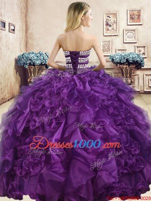 Custom Designed Sleeveless Lace Up Floor Length Beading and Ruffles Quinceanera Dresses