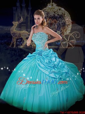Pick Ups Blue Sleeveless Taffeta and Tulle Lace Up Sweet 16 Dress for Military Ball and Sweet 16 and Quinceanera