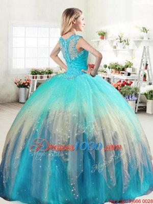 Customized Multi-color Straps Zipper Beading and Ruffled Layers 15 Quinceanera Dress Sleeveless