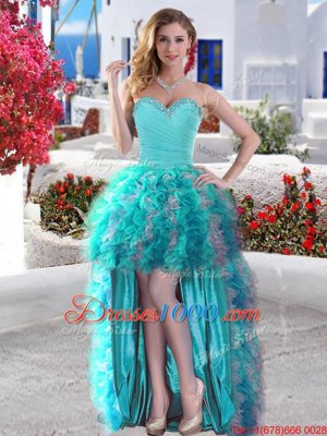 Dynamic Sleeveless Beading and Ruffles Lace Up Pageant Dress for Girls