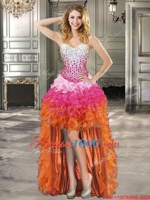 Colorful High Low Multi-color Pageant Dresses Sweetheart Sleeveless Lace Up