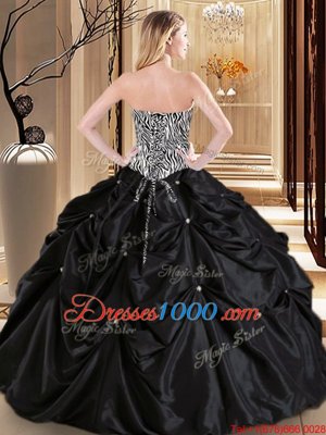 Fashion Pick Ups Floor Length Ball Gowns Sleeveless Black Sweet 16 Dresses Lace Up